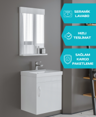 Luzia 50 Cm Banyo Dolabı (Lavabo Dahil, Ayna Dahil)