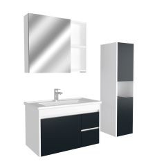 Silver 80 Cm Lake Kapaklı Mdf Banyo Dolabı
