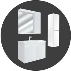 Keops 80 Cm Lake Kapaklı Mdf Banyo Dolabı