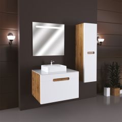 Bonni 80 Cm Lake Kapaklı Mdf Banyo Dolabı