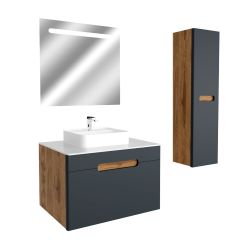 Bonni 80 Cm Lake Kapaklı Mdf Banyo Dolabı