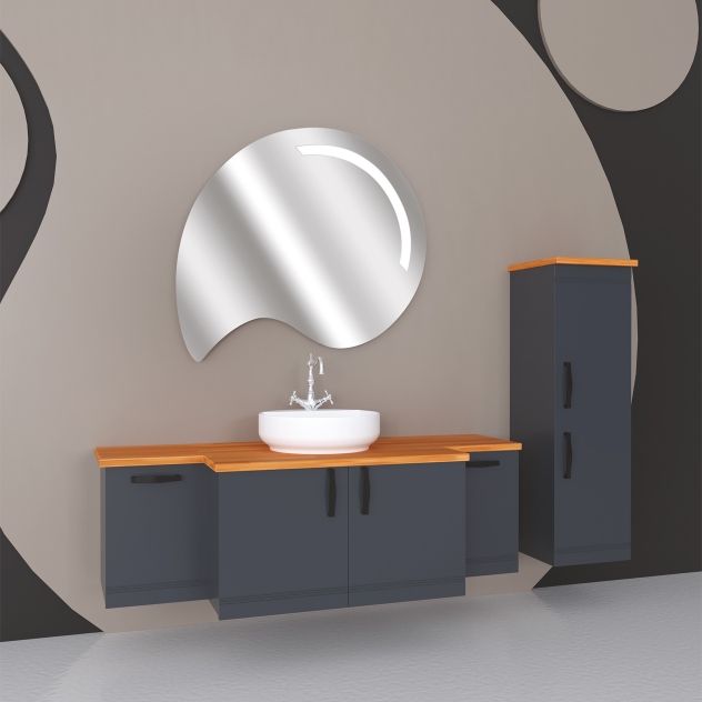 Damla 80 Cm Membran Kaplama Banyo Dolabı