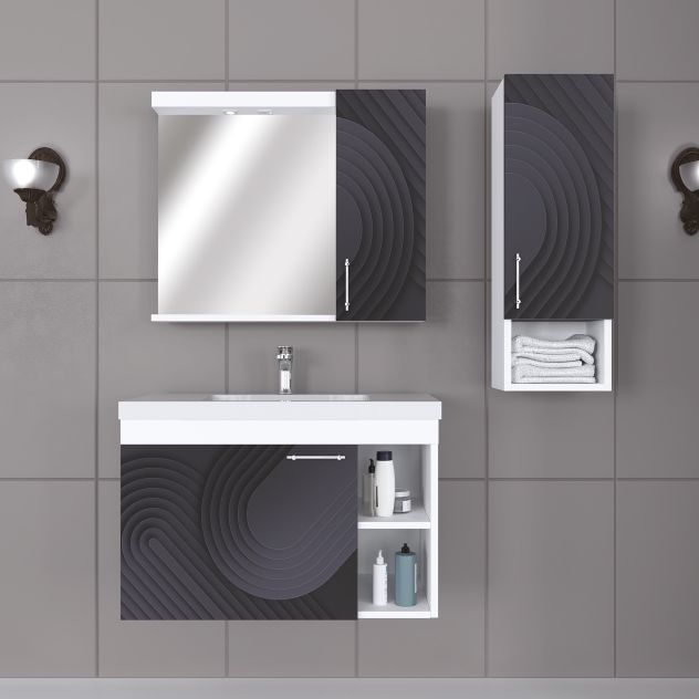 Deren 65 Cm UV Baskılı Banyo Dolabı