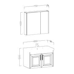 UBM Retro 80 cm Banyo Dolabı Seti Antrasit
