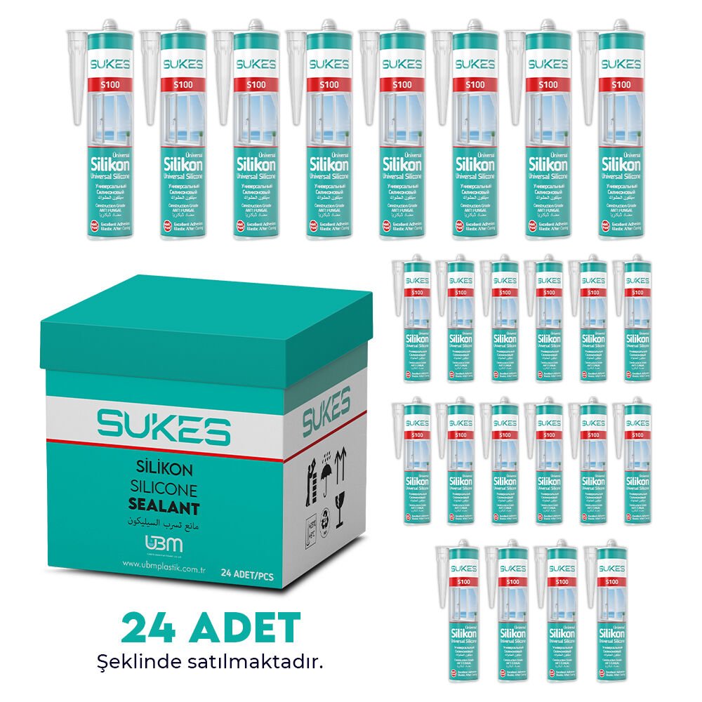 Sukes Universal Şeffaf Silikon 280 Gr 24’lü Paket