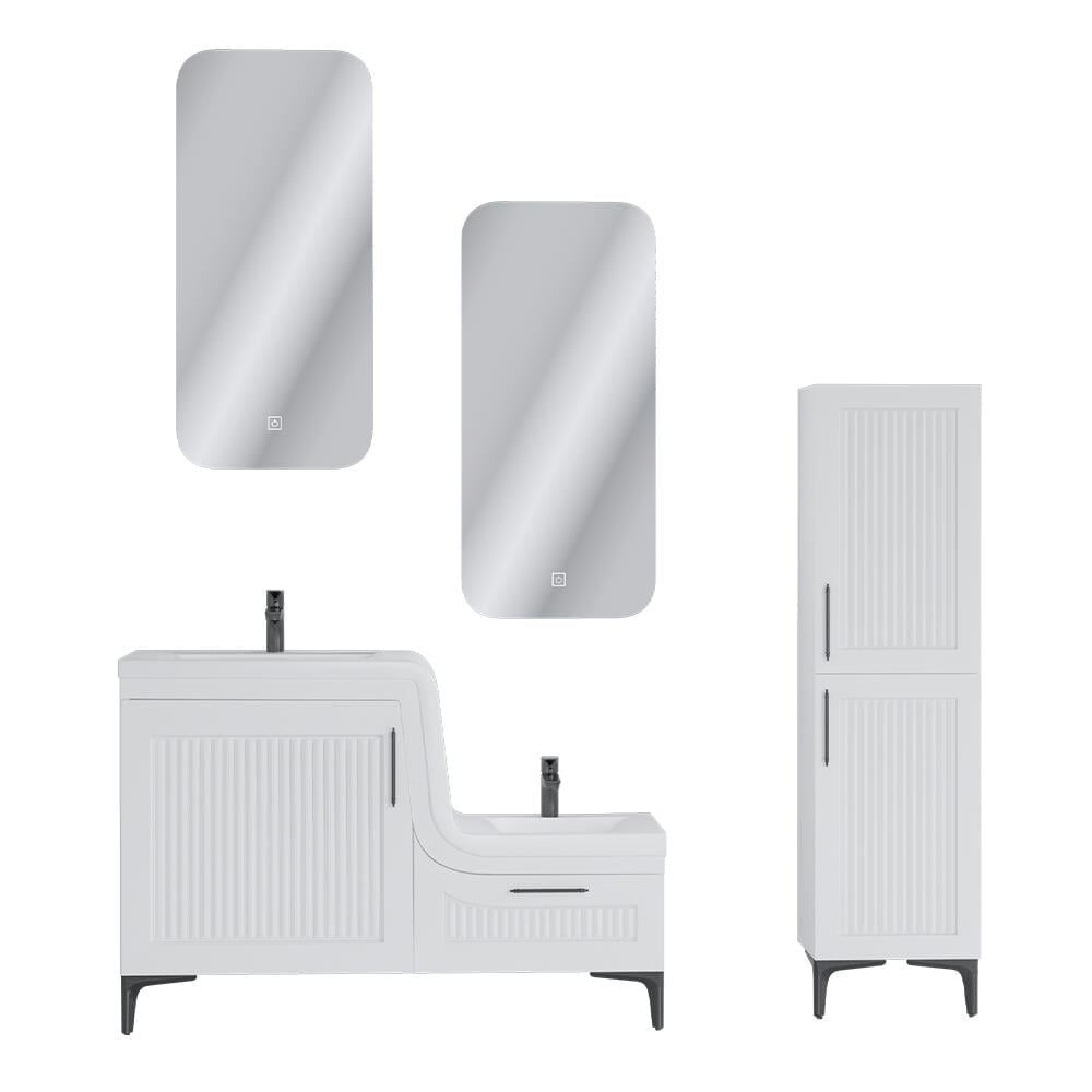 UBM Lotus Lake Kapaklı Boy Dolaplı MDF Banyo Dolabı 115 CM Beyaz