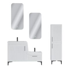 UBM Lotus Lake Kapaklı Boy Dolaplı MDF Banyo Dolabı 115 CM Beyaz