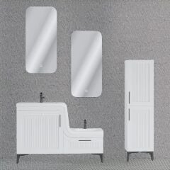 UBM Lotus Lake Kapaklı Boy Dolaplı MDF Banyo Dolabı 115 CM Beyaz