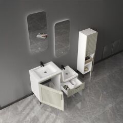 UBM Lotus Lake Kapaklı Boy Dolaplı MDF Banyo Dolabı 115 CM Beyaz