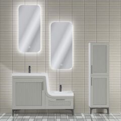 UBM Lotus Lake Kapaklı Boy Dolaplı MDF Banyo Dolabı 115 CM Çakıl Grisi