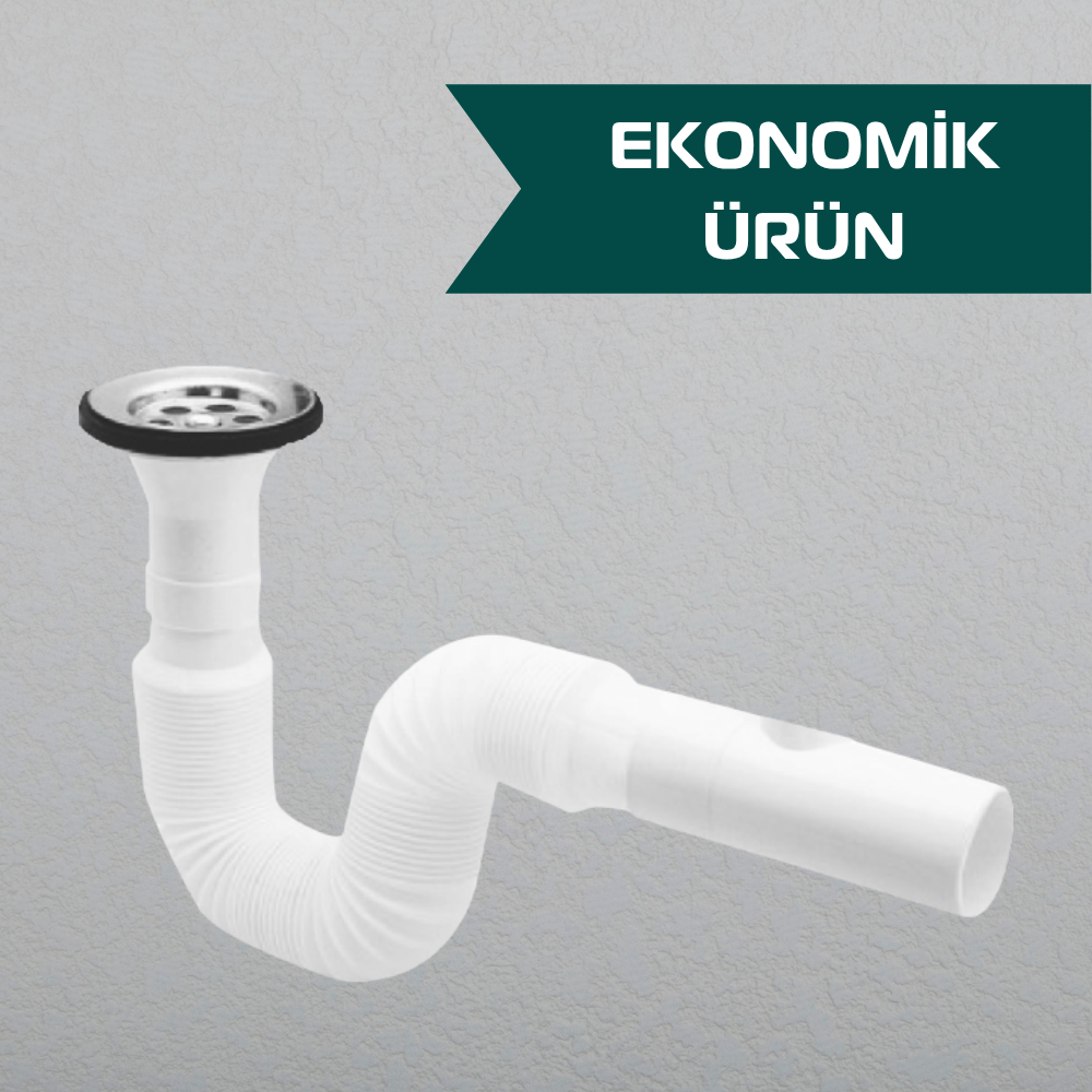 Rekorsuz Körüklü Lavabo Sifonu 50 Mm Çıkış (100 Adet)