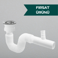Rekorlu Körüklü Lavabo Sifonu 32 Mm Çamaşır Çıkışlı (100 Adet)